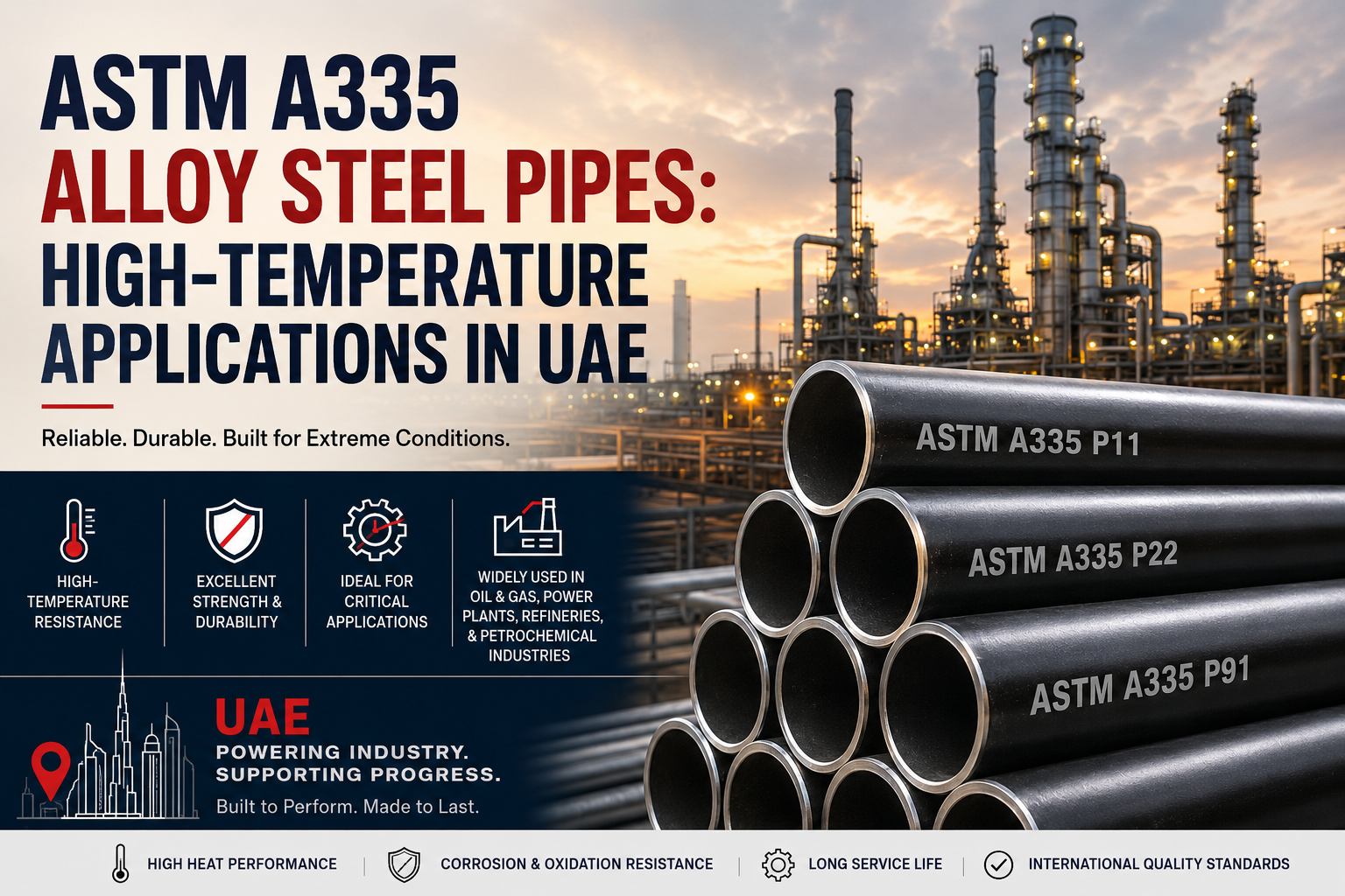 ASTM A335 Alloy Steel Pipes: High-Temperature Applications in UAE