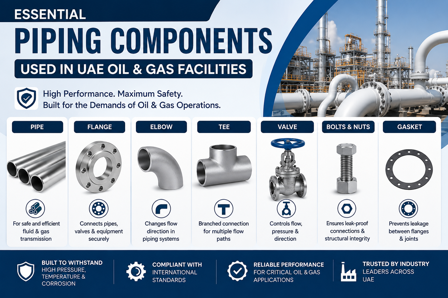 Essential Piping Components Used in UAE Oil & Gas Facilities