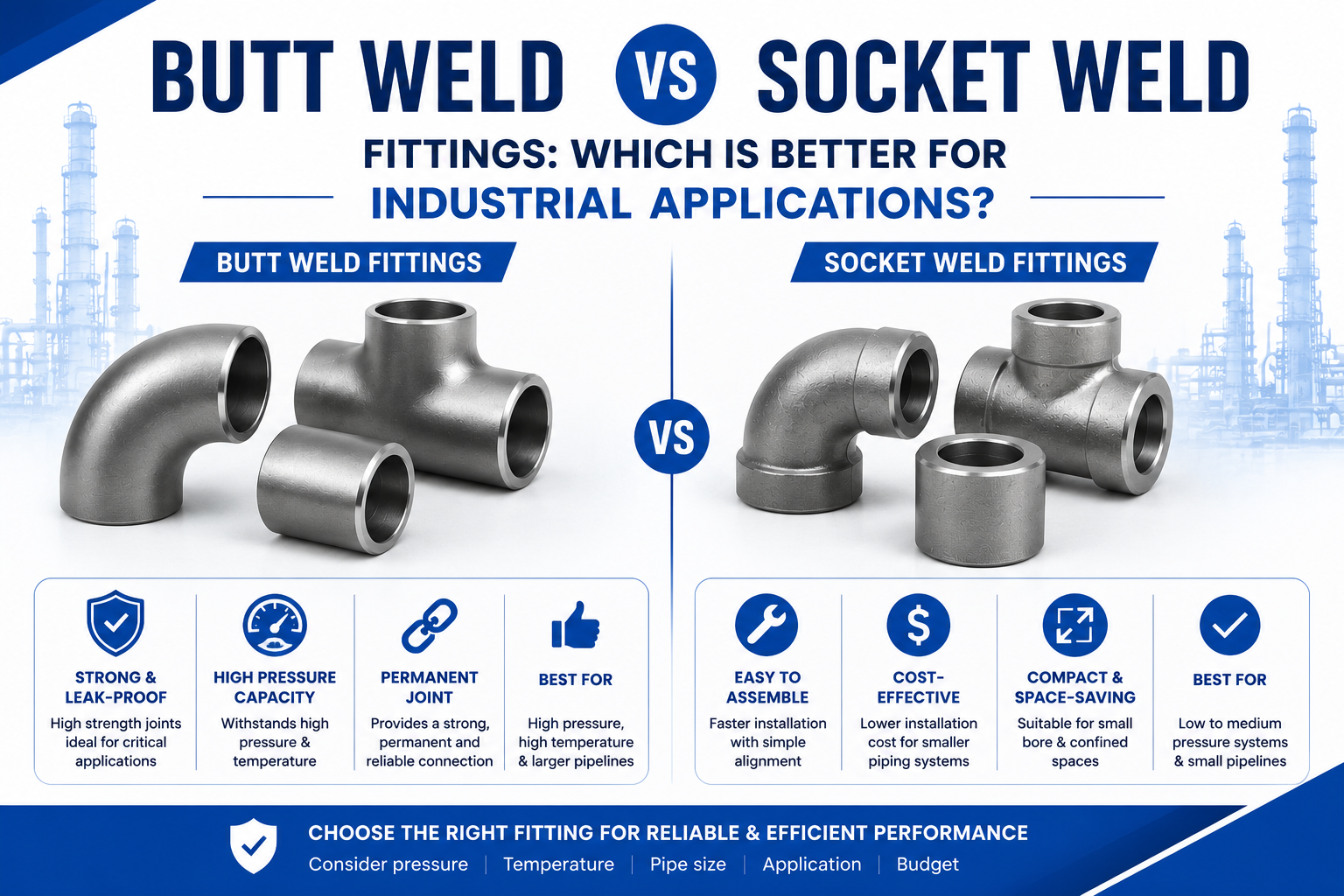 Butt Weld vs Socket Weld Fittings