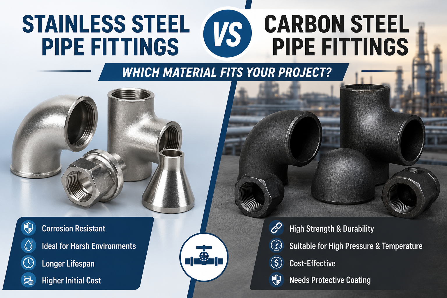 Stainless Steel Pipe Fittings vs Carbon Steel Pipe Fittings