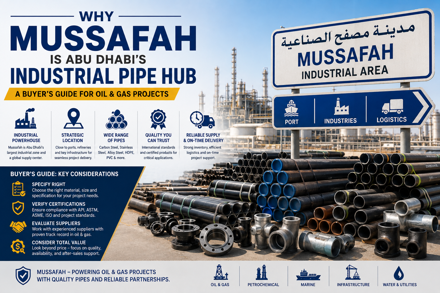 industrial pipe supplier in Mussafah, Abu Dhabi